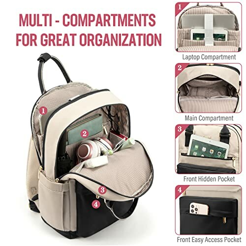 Backpack with multiple compartments for organization.