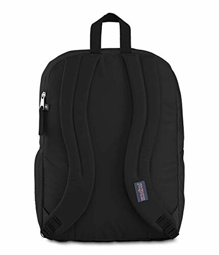 Black backpack with padded straps and top handle